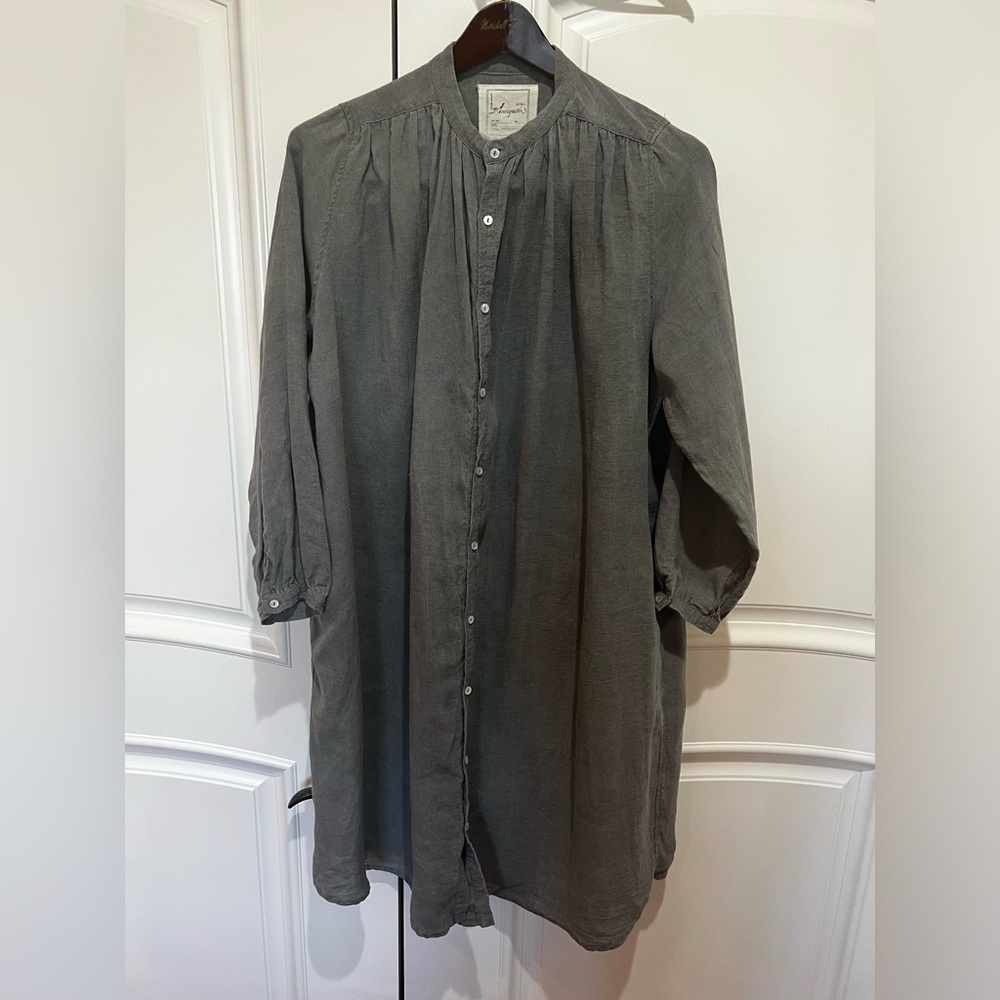 ICHI ANTIQUITES LINEN HANDYE SHIRT DRESS - OS
